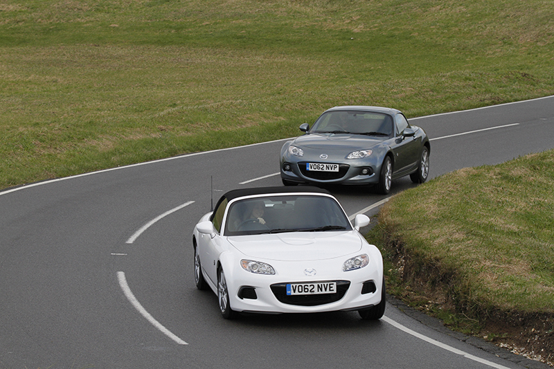 mazda mx-5s on track